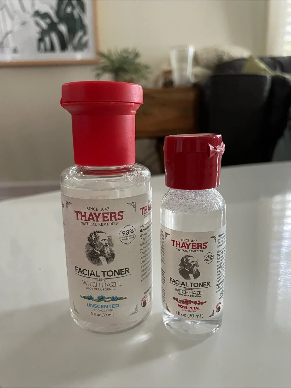 Thayers Witch Hazel Facial Toner Unscented (3oz) and Rose Petal (1oz) - Bundle